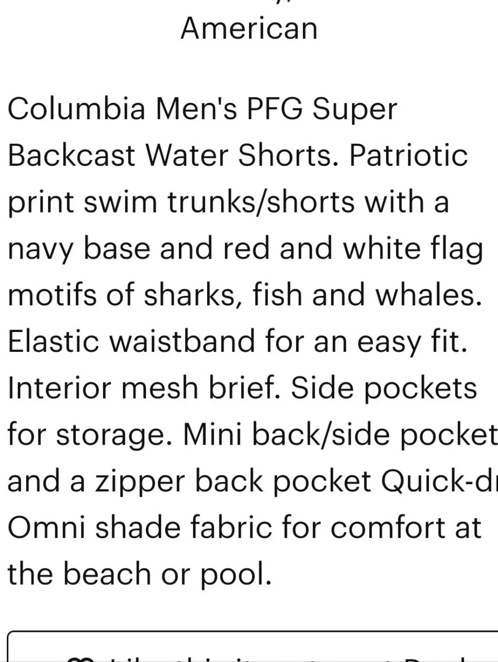 Columbia UPF Performance Fishing Gear Swim Trunks